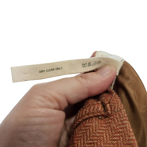 Paper‎ Boy Women's Wool Blend Tweed Herringbone Trousers Pants Orange Size 12 - Picture 5 of 14